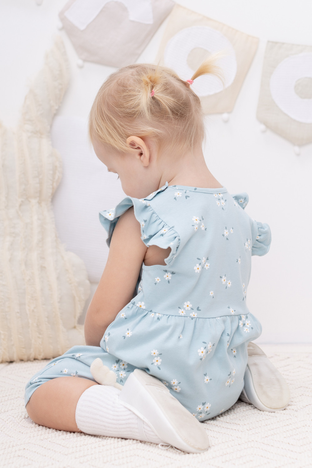 картинка Полукомбинезон для девочки Crockid КР 6462 голубой, ромашковое поле к365 от магазина детских товаров ALiSa