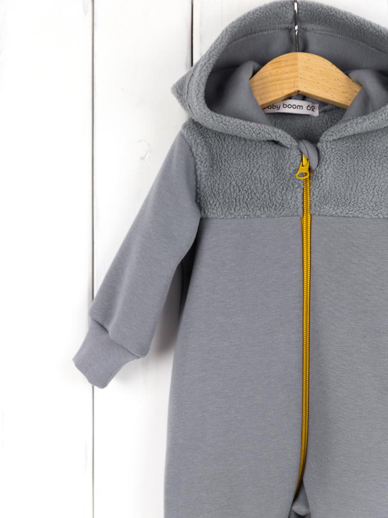 картинка Комбинезон с капюшоном Baby Boom К350/7-Ф Soft Серый от магазина детских товаров ALiSa