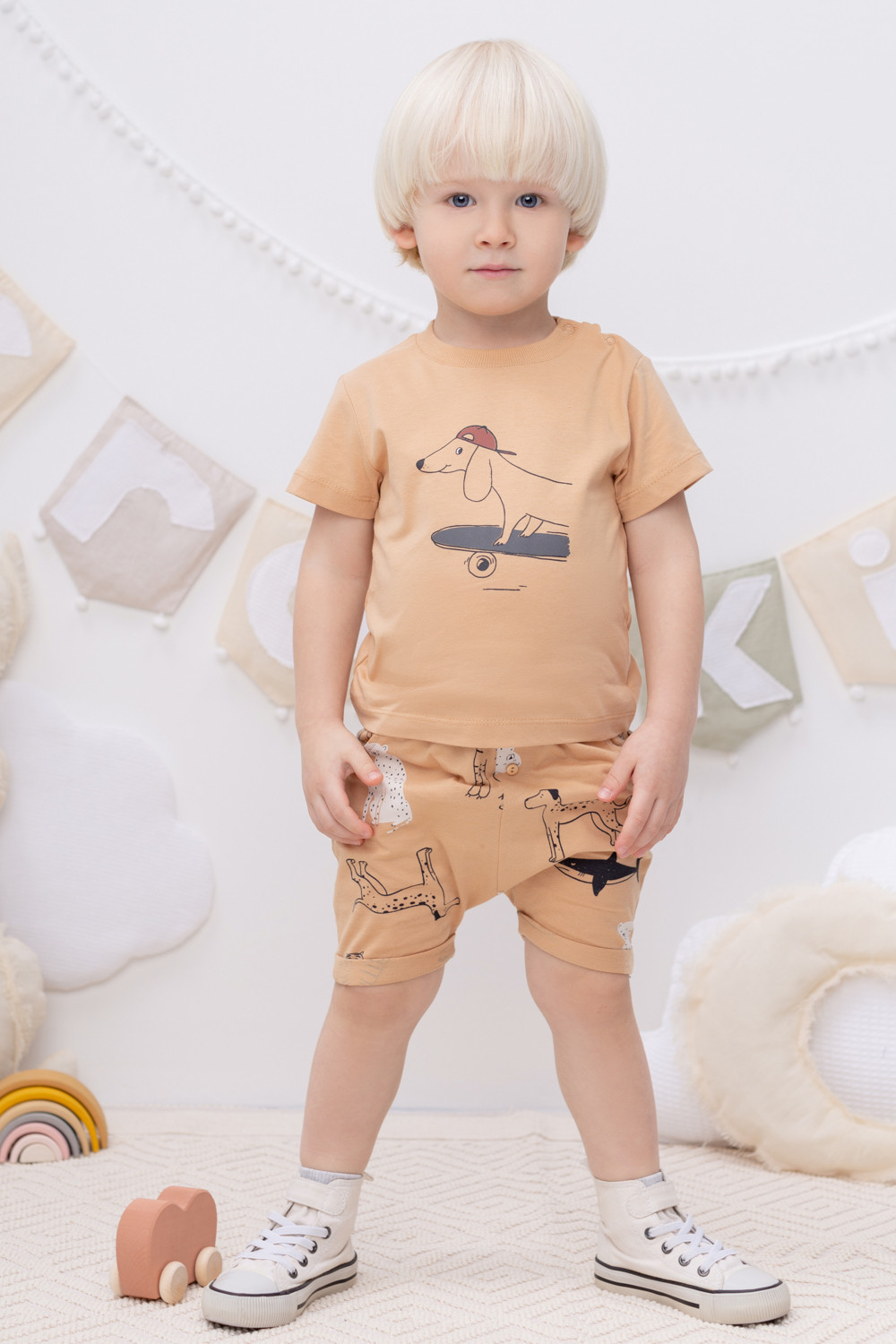 картинка Шорты для мальчика Crockid КР 400537 итальянский песок, мир животных к382 от магазина детских товаров ALiSa