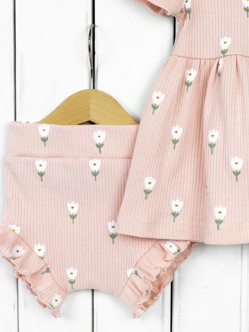 картинка Комплект для девочки Baby Boom КД494/1-К Белые тюльпаны от магазина детских товаров ALiSa