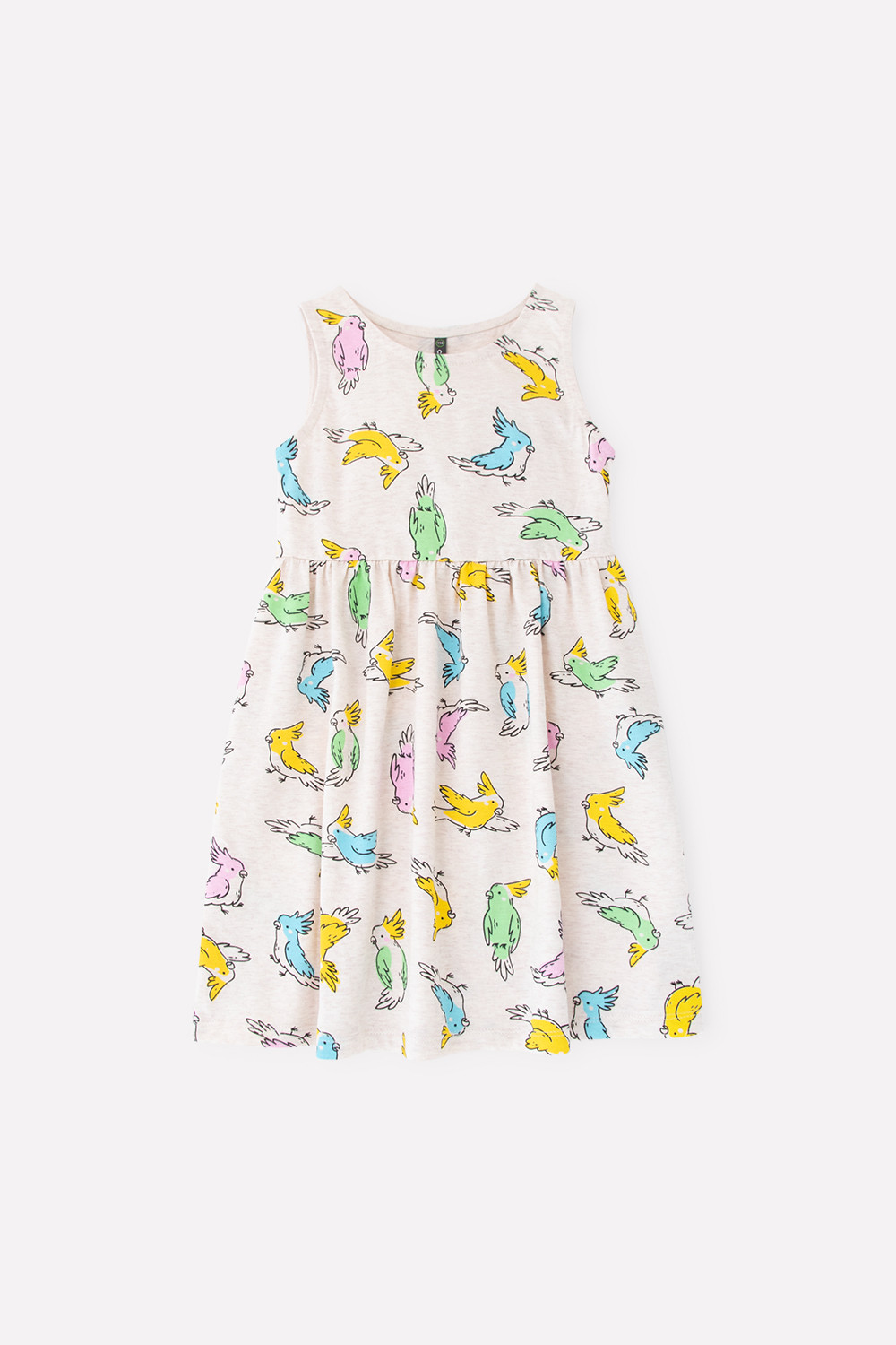 картинка Платье для девочки Crockid КР 5589 светло-бежевый меланж, цветные какаду к333 от магазина детских товаров ALiSa