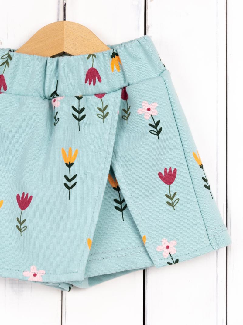 картинка Юбка-шорты для девочки Baby Boom П100/1-Ф Б106 цветы на мяте от магазина детских товаров ALiSa