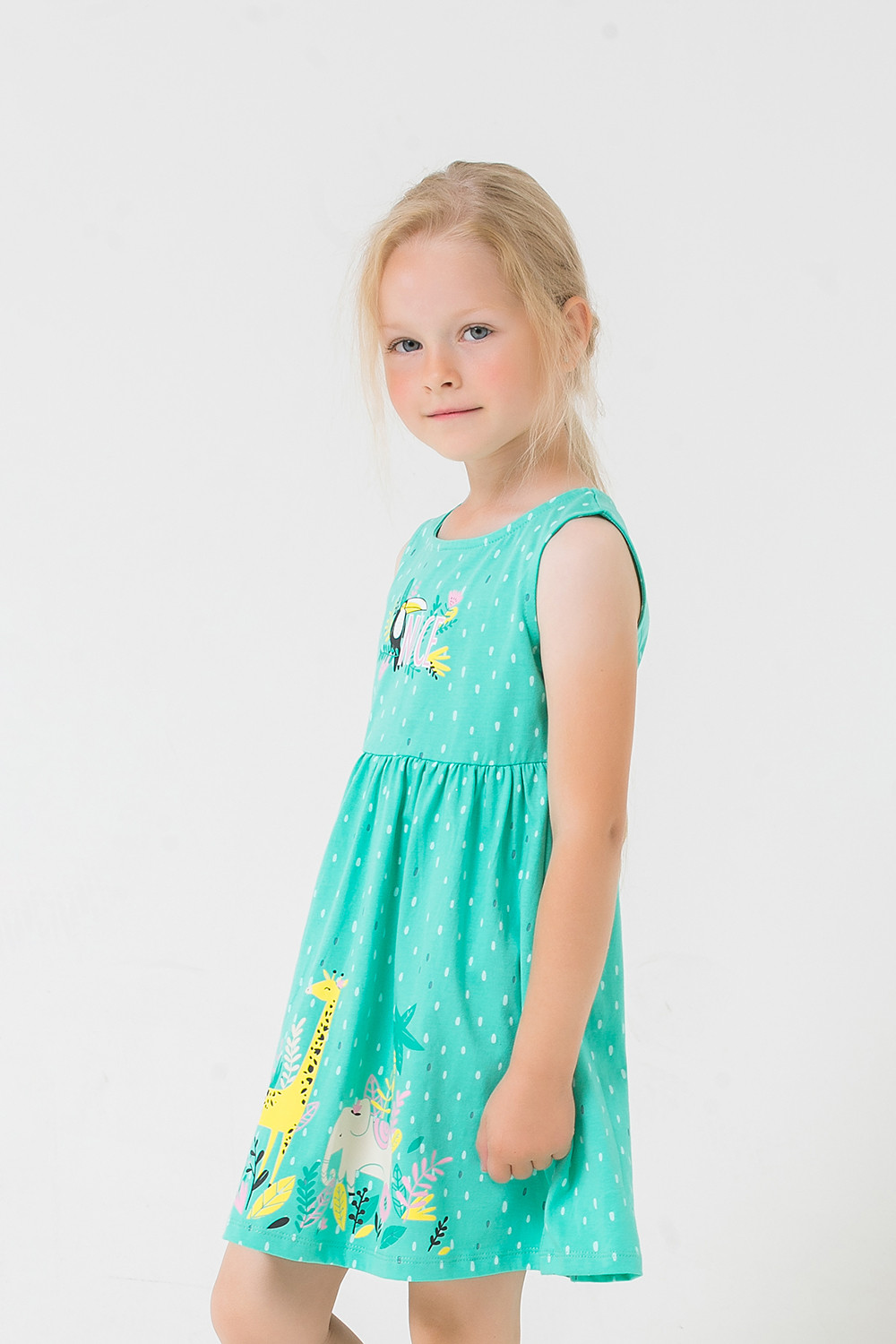 картинка Платье для девочки Crockid К 5689 насыщенная мята, горошек к1260 от магазина детских товаров ALiSa