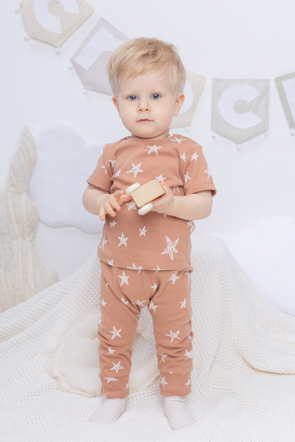 картинка Брюки детские Crockid К 4718 маленькие звезды на светло-коричневом я120 от магазина детских товаров ALiSa
