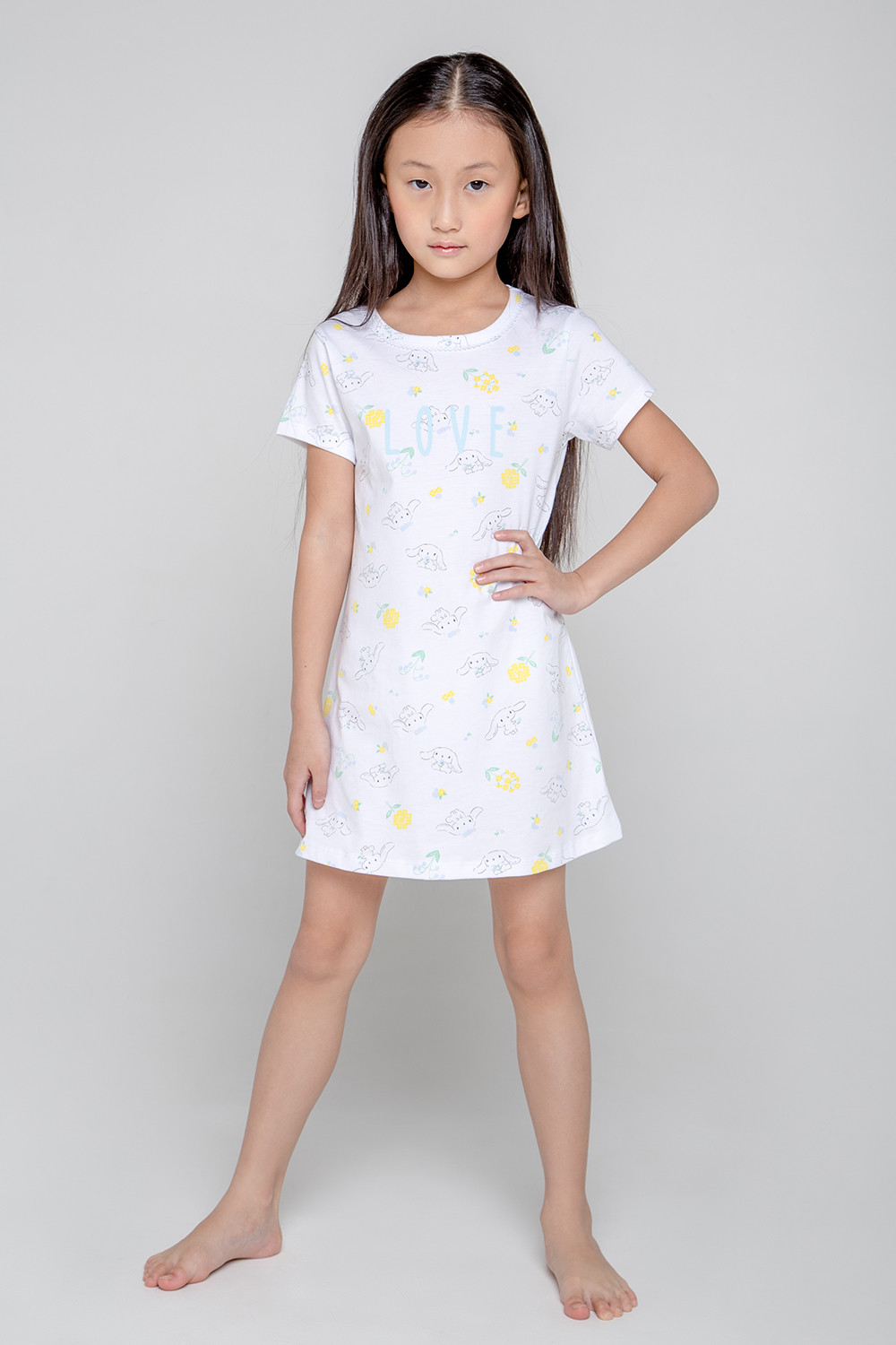 картинка Сорочка для девочки Crockid К 1159 белые зайчики на белом от магазина детских товаров ALiSa