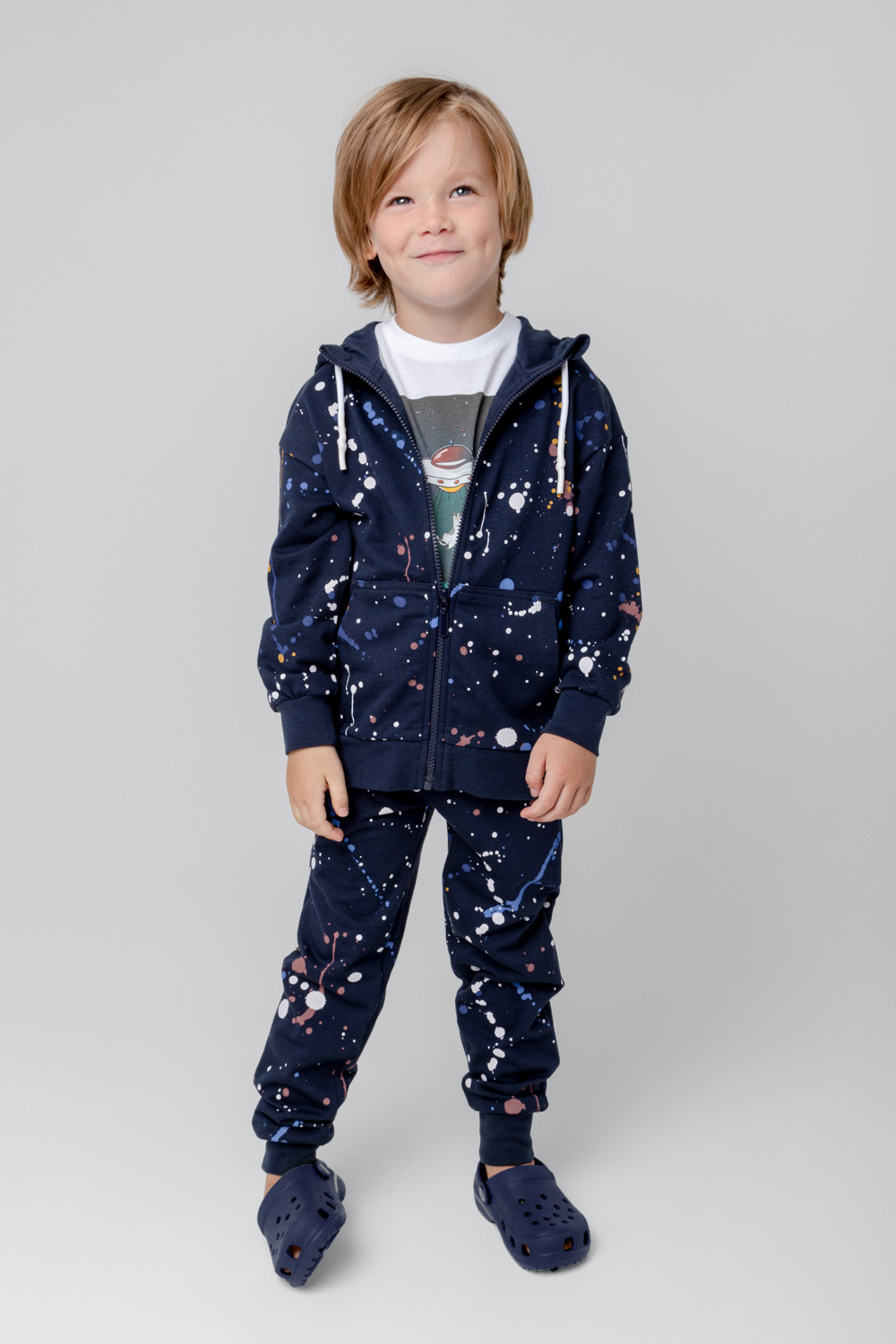 картинка Брюки для мальчика Crockid КР 400529 индиго, космические брызги к372 от магазина детских товаров ALiSa