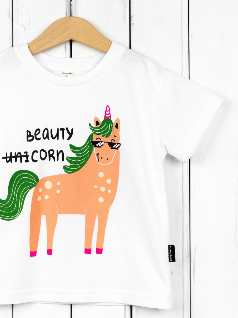 картинка Футболка для девочки Baby Boom Ф122/1-К Белый Б108 от магазина детских товаров ALiSa