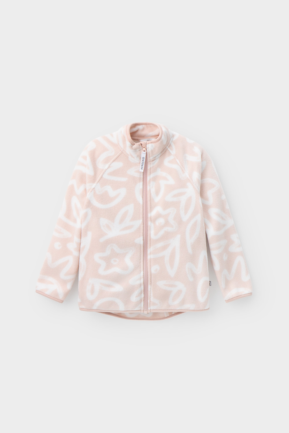 картинка Куртка флисовая для девочки Crockid ФЛ 34011 розовая пыль, абстрактные цветы от магазина детских товаров ALiSa