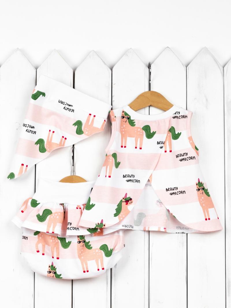 картинка Комплект для девочки Baby Boom КД358/2-К Единороги на полоске я716 от магазина детских товаров ALiSa