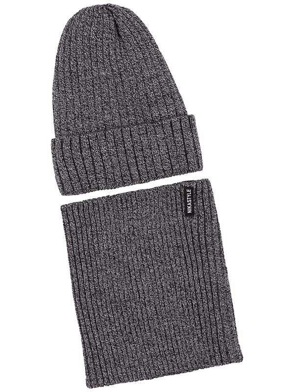 картинка Комплект шапка снуд для мальчика NIKASTYLE 12з16424 Антрацит от магазина детских товаров ALiSa