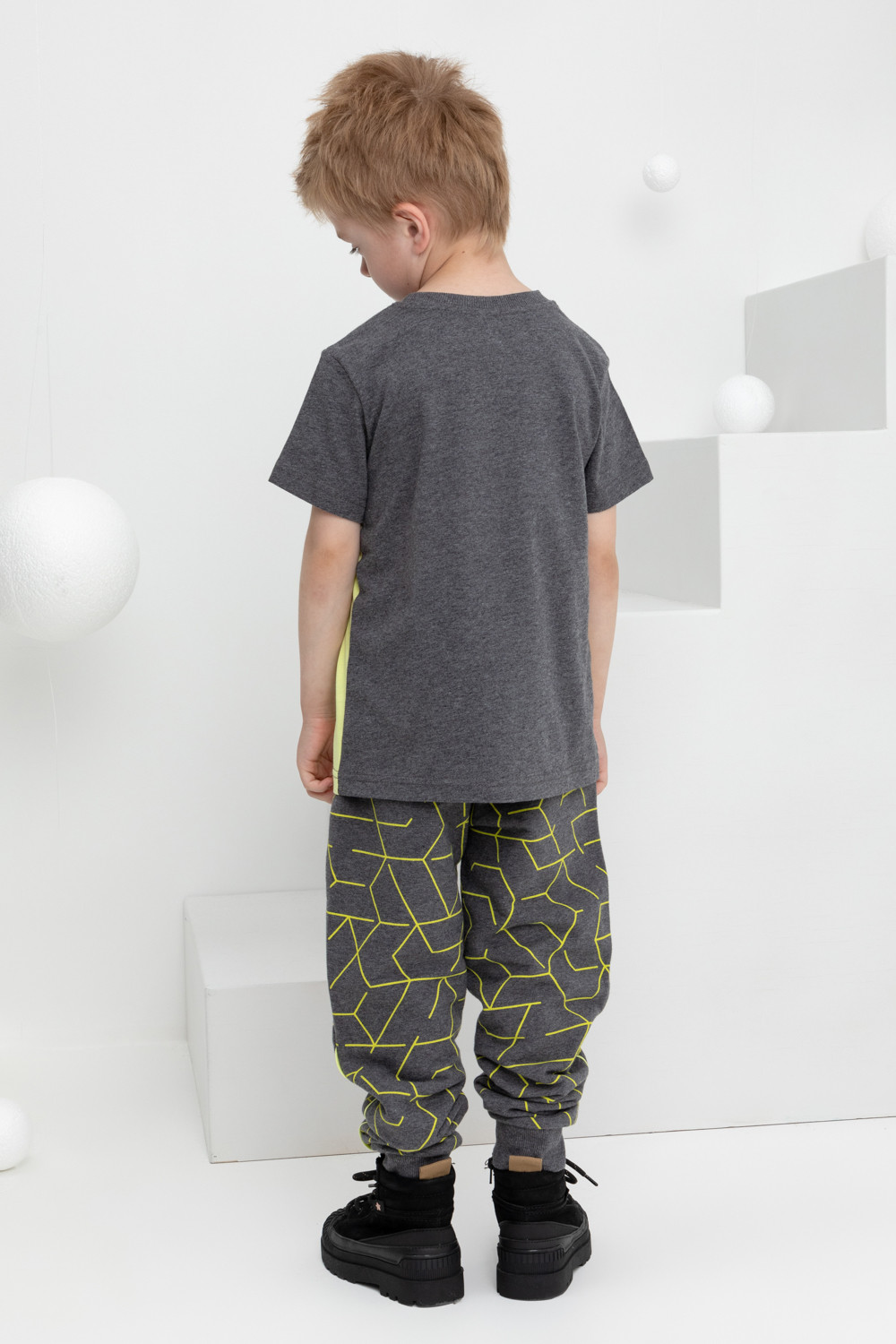 картинка Брюки для мальчика Crockid КР 400609 темно-серый меланж, геометрия к420 от магазина детских товаров ALiSa