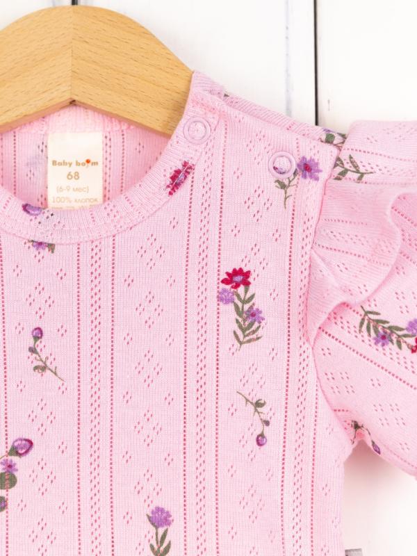 картинка Боди-платье для девочки Baby Boom Б138/5-Р Цветочки на розовом от магазина детских товаров ALiSa