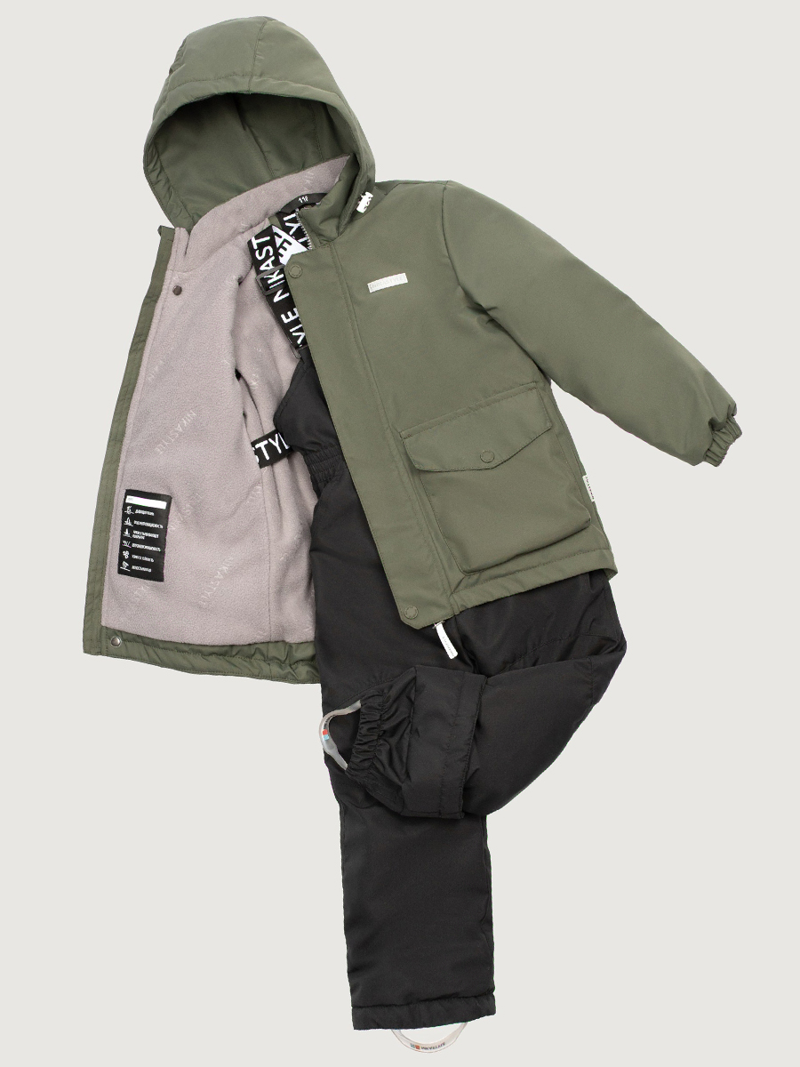 картинка Комплект утеплённый для мальчика NIKASTYLE 7м2325 Хаки черный от магазина детских товаров ALiSa