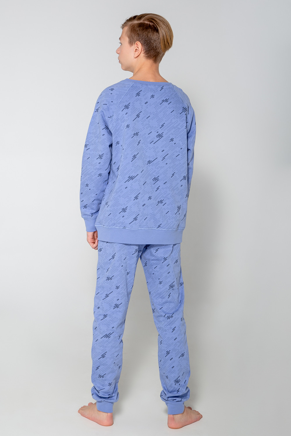 картинка Пижама для мальчика Crockid КБ 2807 пыльно-голубой джинс, быстрее ветра от магазина детских товаров ALiSa