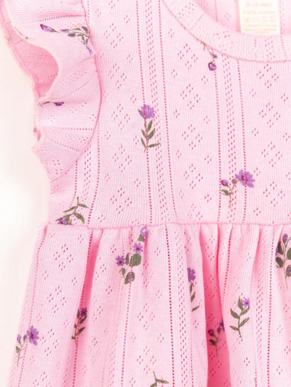 картинка Комплект для девочки Baby Boom КД551/2-Р Ажур риб Цветочки на розовом от магазина детских товаров ALiSa