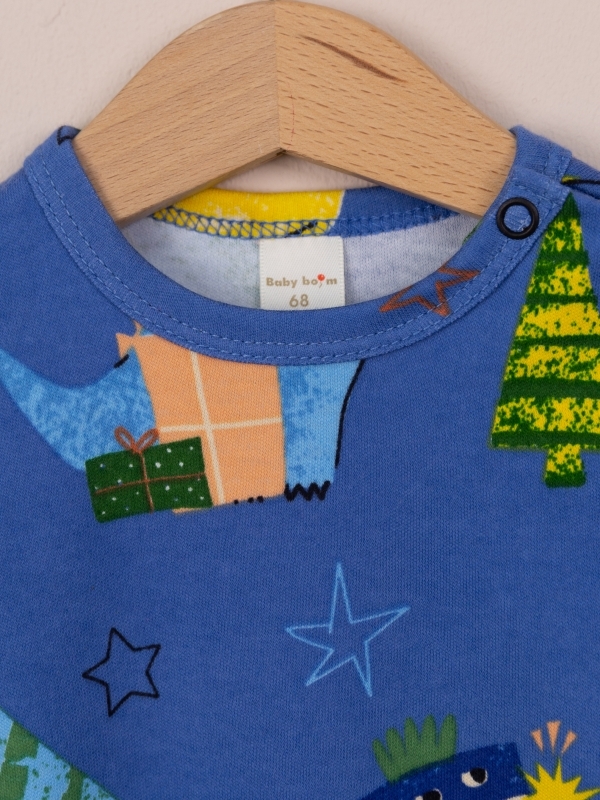 картинка Боди Baby Boom Б98/12-И Дино на синем от магазина детских товаров ALiSa