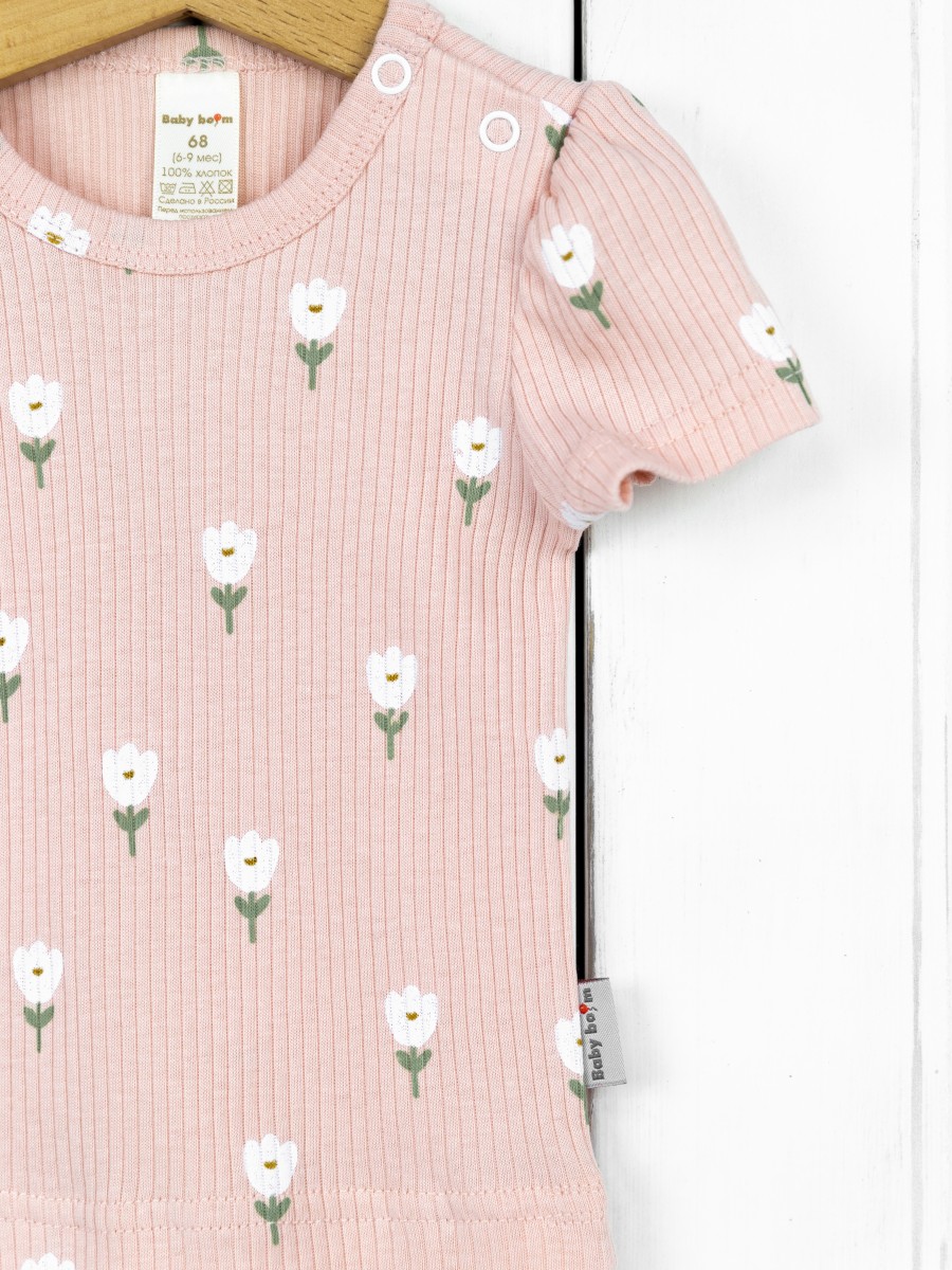 картинка Футболка для девочки Baby Boom Ф119/1-К Белые тюльпаны от магазина детских товаров ALiSa