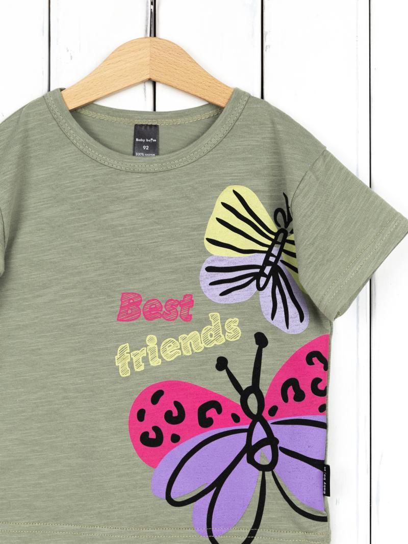 картинка Футболка для девочки Baby Boom Ф114/1-К Резеда бабочки Б111 от магазина детских товаров ALiSa