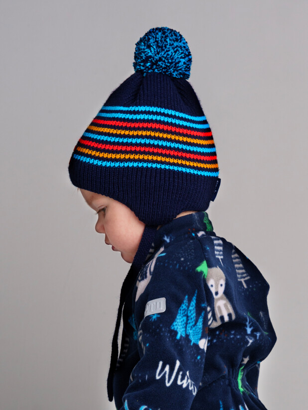 картинка Шапка утепленная для мальчика PL 32319034 Темно-синий полоска от магазина детских товаров ALiSa