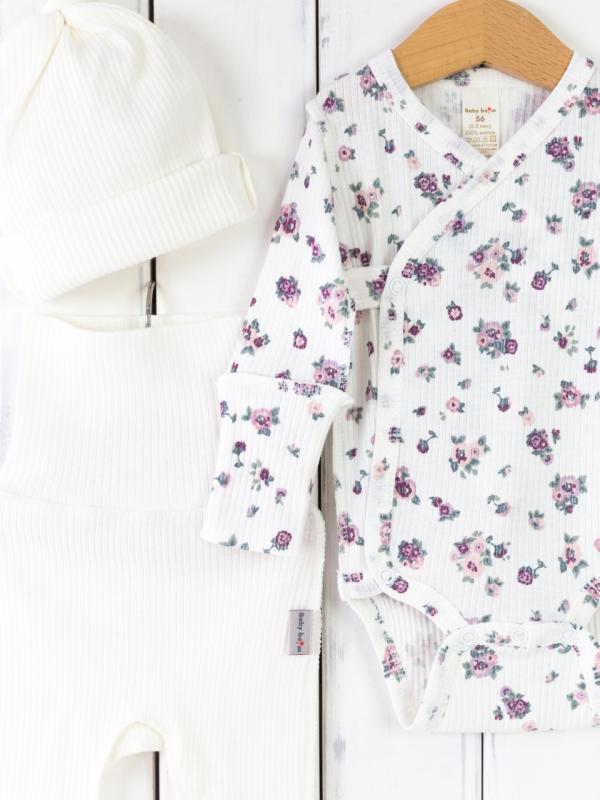 картинка Комплект для девочки Baby Boom КН122/10-И Сиреневые цветочки + молоко от магазина детских товаров ALiSa