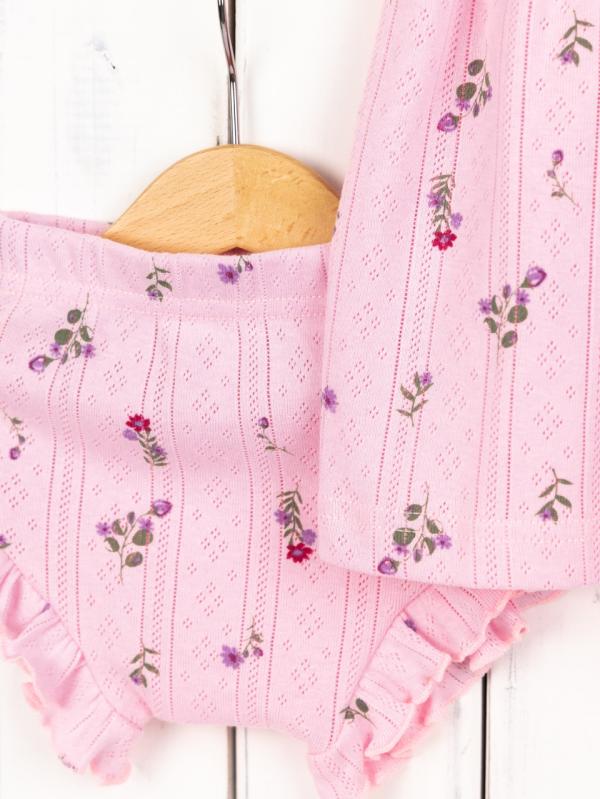 картинка Комплект для девочки Baby Boom КД551/2-Р Ажур риб Цветочки на розовом от магазина детских товаров ALiSa