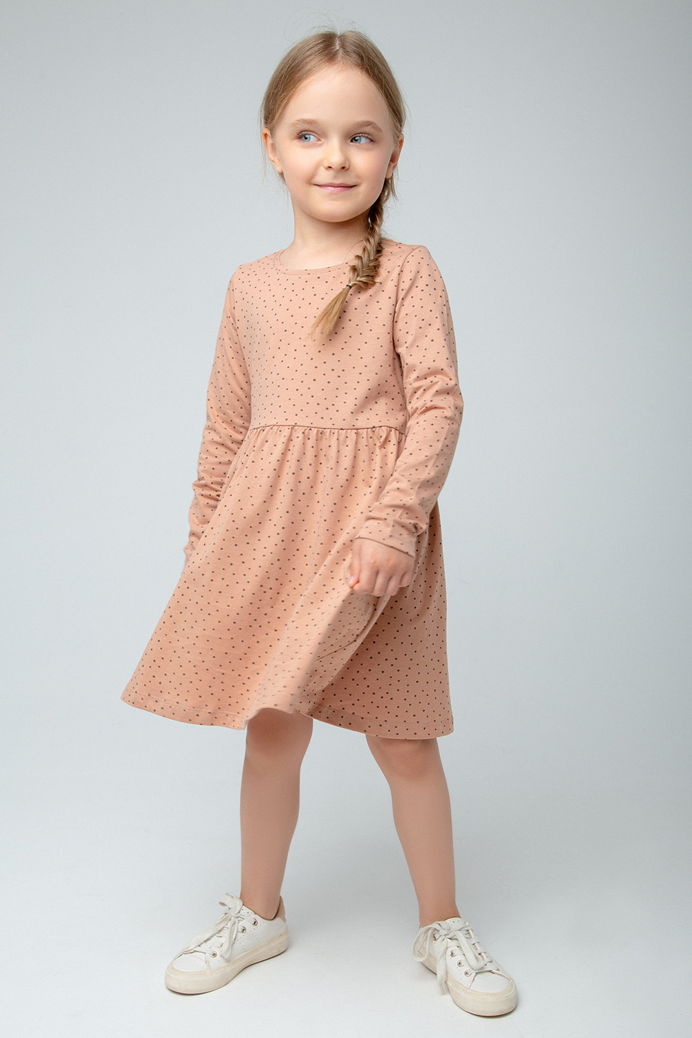 картинка Платье для девочки Crockid К 5786 смугло-коричневый, горошки от магазина детских товаров ALiSa