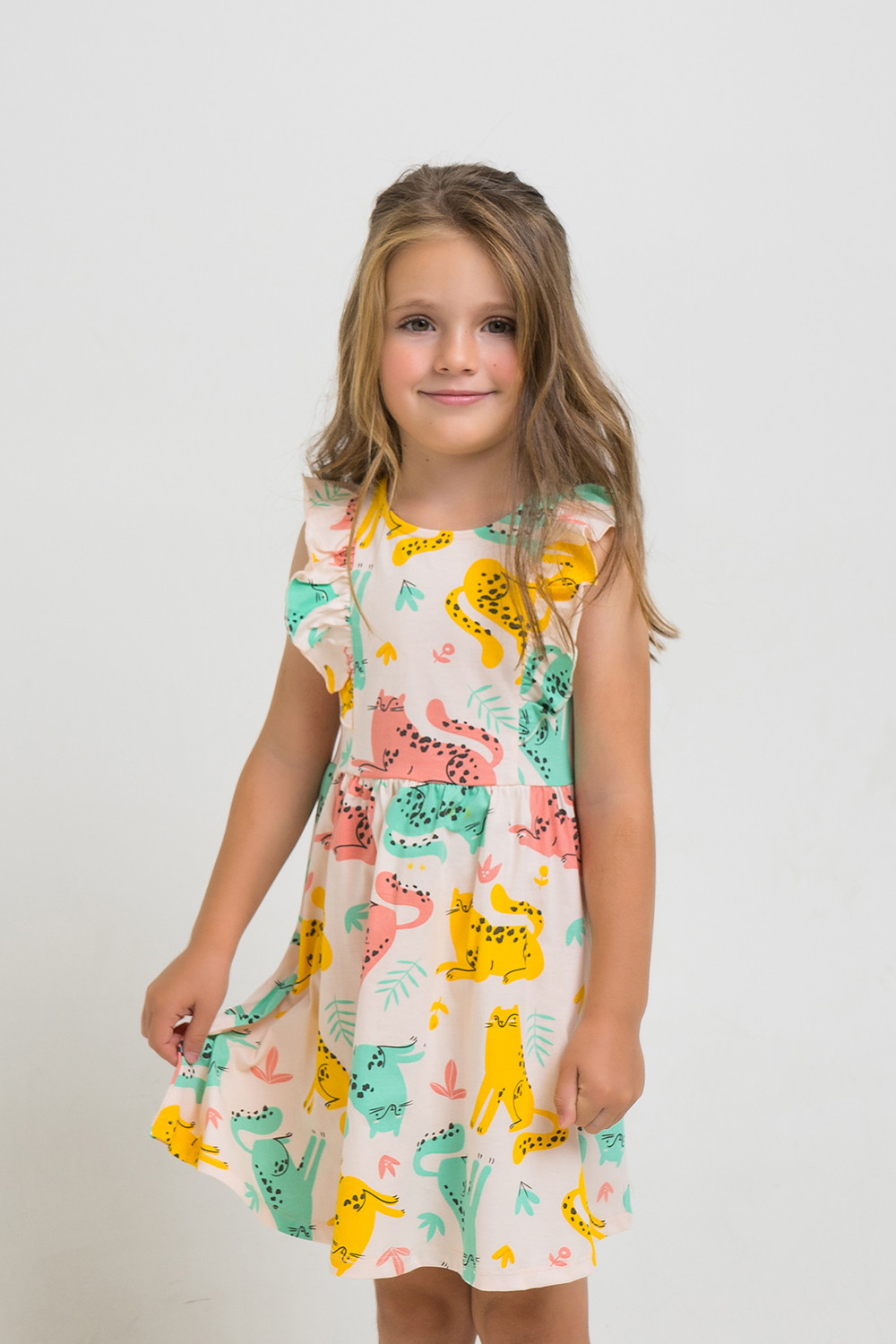 картинка Платье для девочки Crockid К 5690 бледно-персиковый, леопарды к1262 от магазина детских товаров ALiSa