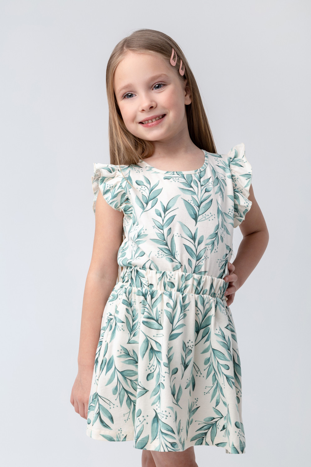 картинка Юбка для девочки Crockid КР 7117 сливки, зеленые веточки к363 от магазина детских товаров ALiSa