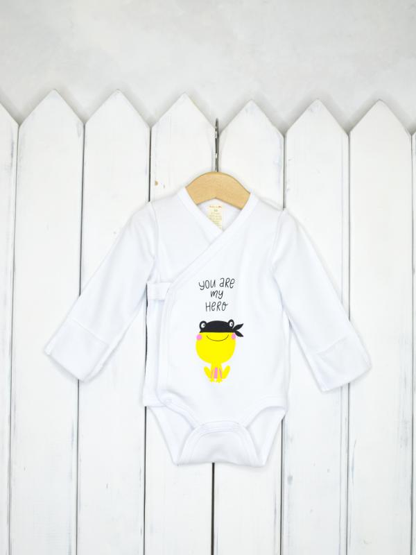 картинка Боди Baby Boom Б88/1-И Белый Лягушонок супергерой от магазина детских товаров ALiSa