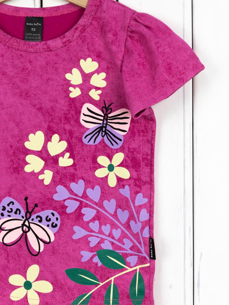 картинка Футболка для девочки Baby Boom Ф140/1-К Фуксия бабочки Б111 от магазина детских товаров ALiSa