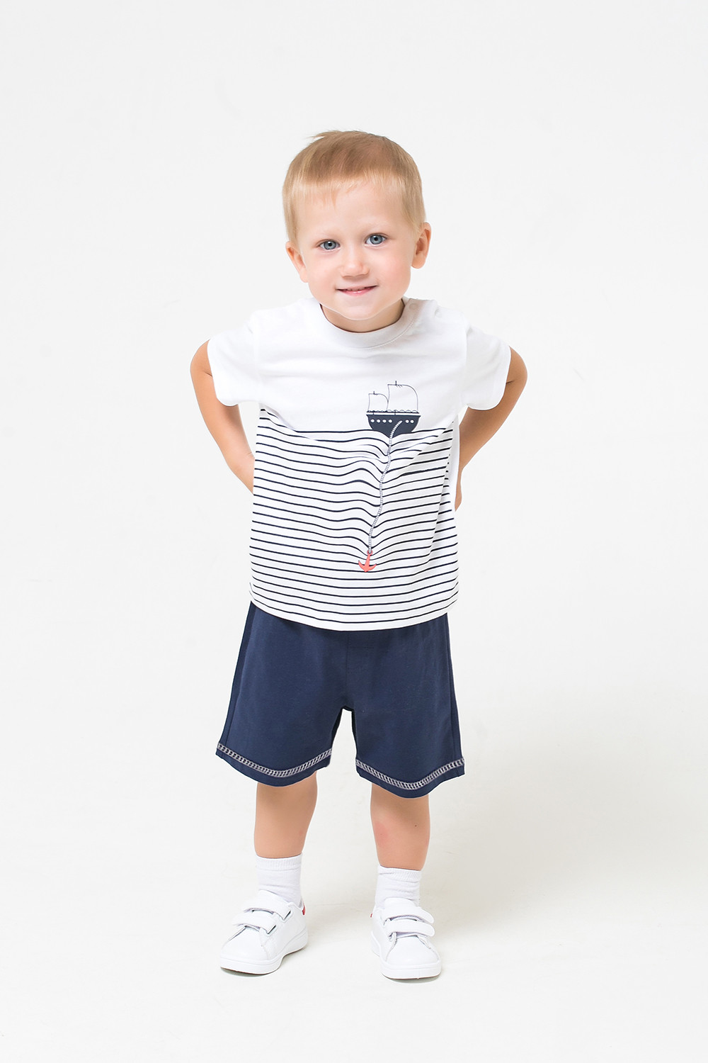 картинка Комплект для мальчика Crockid КР 2740 белый + морской синий к286 от магазина детских товаров ALiSa
