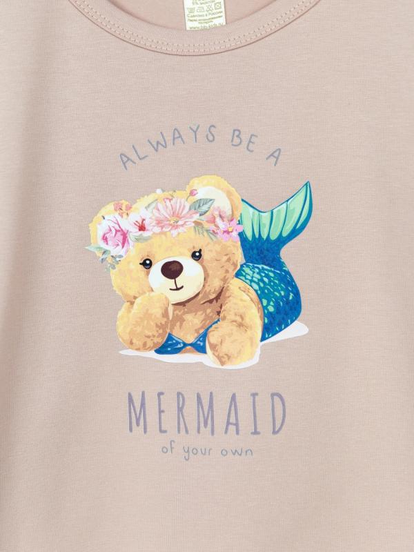 картинка Футболка для девочки Baby Boom Ф105/1-К Мишка-русалка пудра от магазина детских товаров ALiSa