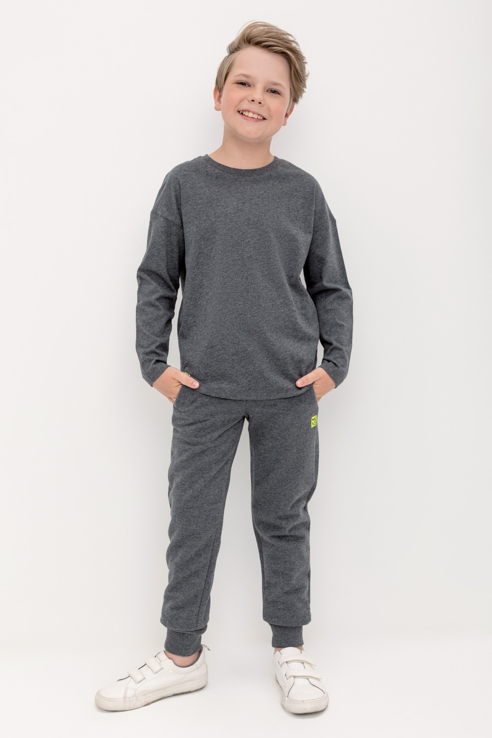 картинка Брюки для мальчика Crockid КР 400608 темно-серый меланж к422 от магазина детских товаров ALiSa