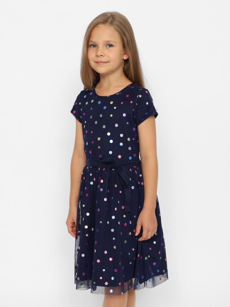 картинка Платье для девочки Cherubino CWKG 63636-41 Темно-синий от магазина детских товаров ALiSa