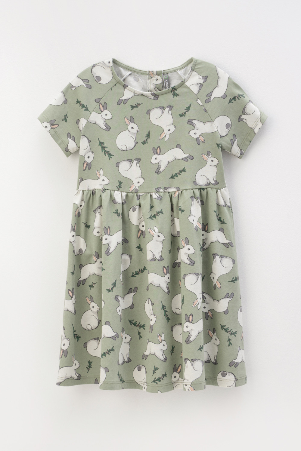картинка Платье для девочки Crockid КР 5794 оливковый хаки, нежные зайчики к437 от магазина детских товаров ALiSa