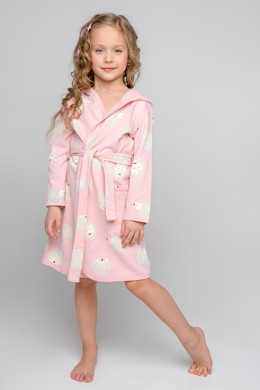 картинка Халат для девочки Crockid К 5763 розовый жемчуг, ежики от магазина детских товаров ALiSa