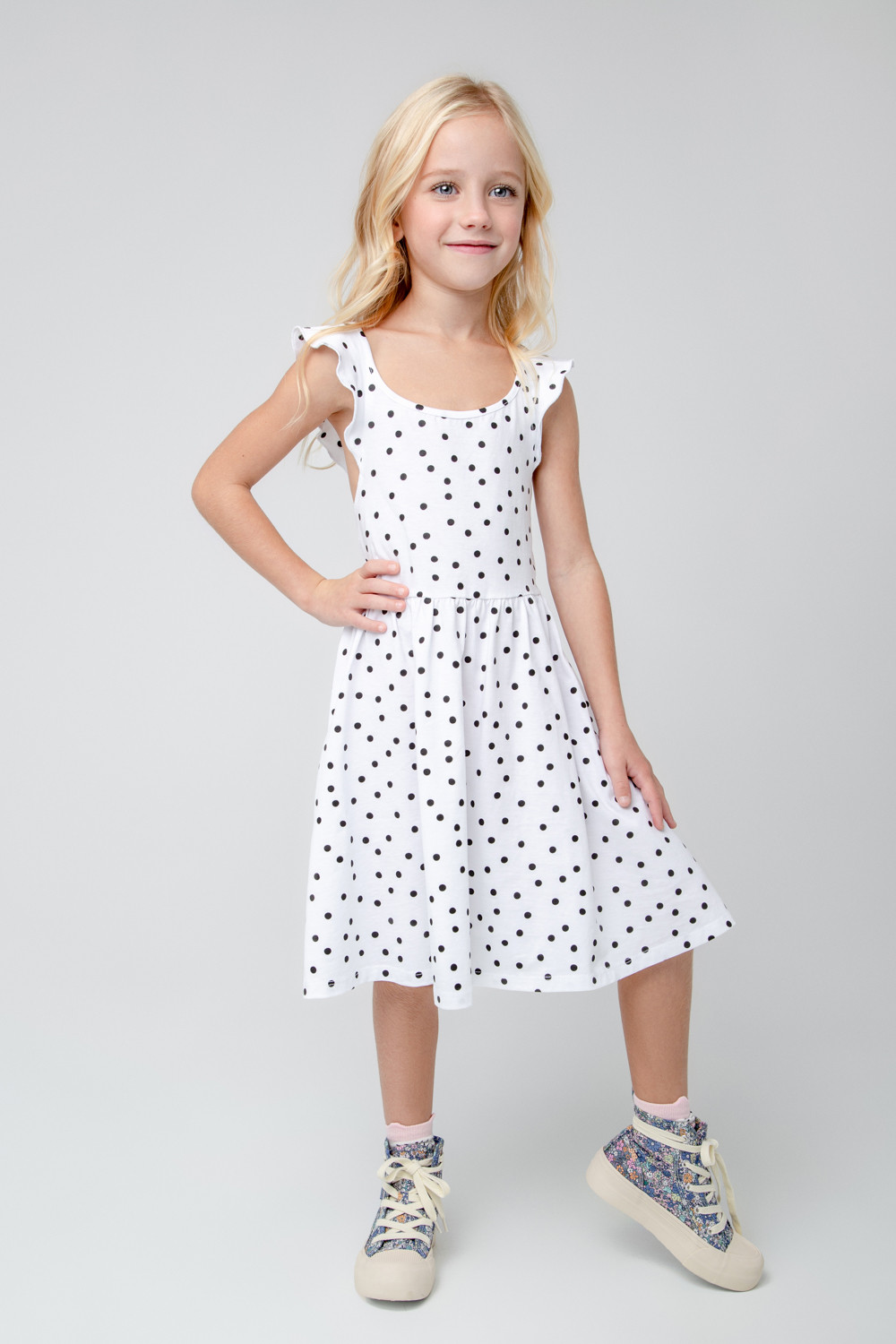 картинка Сарафан для девочки Crockid КР 5807 белый, горошки к397 от магазина детских товаров ALiSa