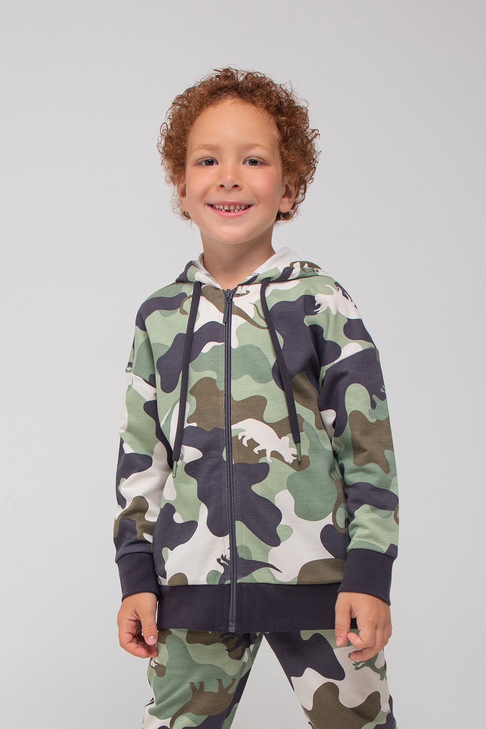 картинка Куртка для мальчика Crockid КР 301682 светлый беж, камуфляж с динозаврами к336 от магазина детских товаров ALiSa
