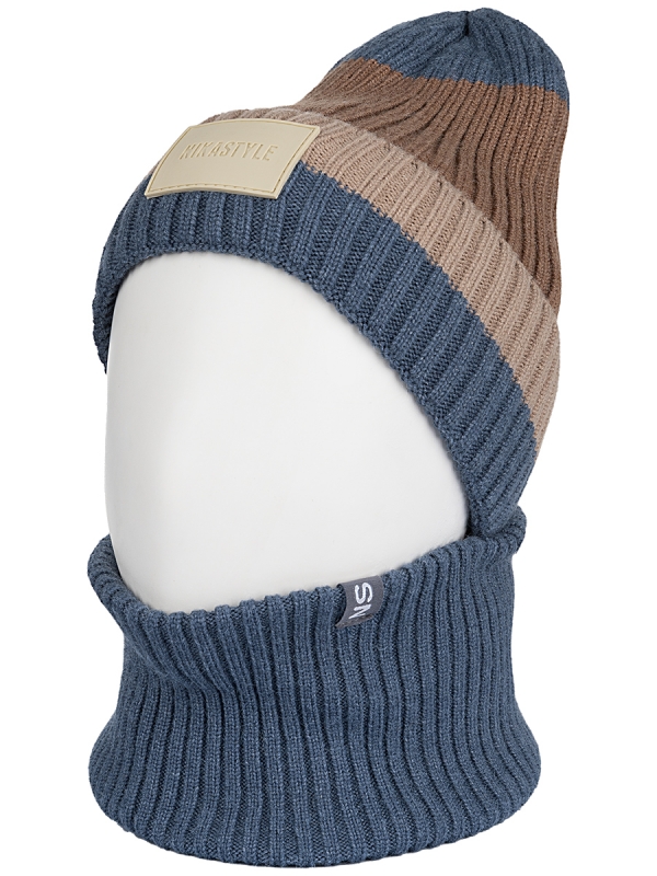 картинка Комплект шапка снуд для мальчика NIKASTYLE 12з16524 Джинс беж от магазина детских товаров ALiSa