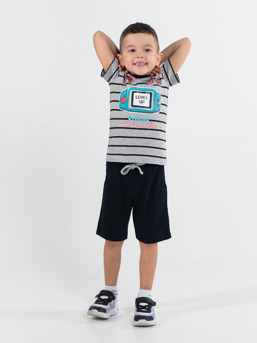 картинка Комплект для мальчика Cherubino CWKB 90065-11 Светло-серый меланж + Черный от магазина детских товаров ALiSa