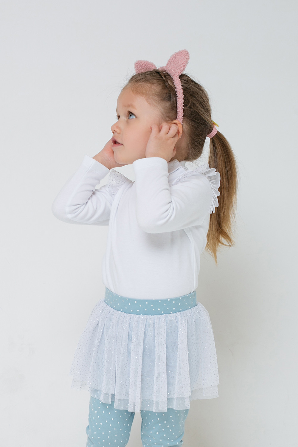 картинка Бриджи для девочки Crockid КР 4854 голубой, горошки к309 от магазина детских товаров ALiSa