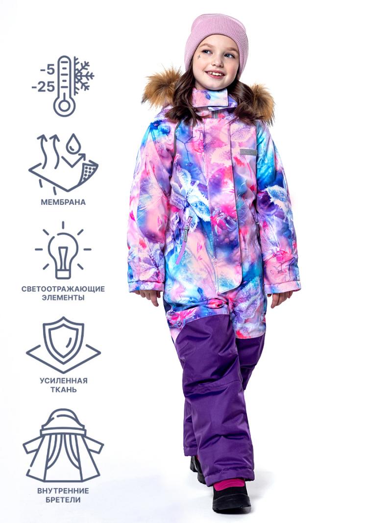 картинка Комбинезон зимний для девочки NIKASTYLE 8з1023 персиковый черничный от магазина детских товаров ALiSa