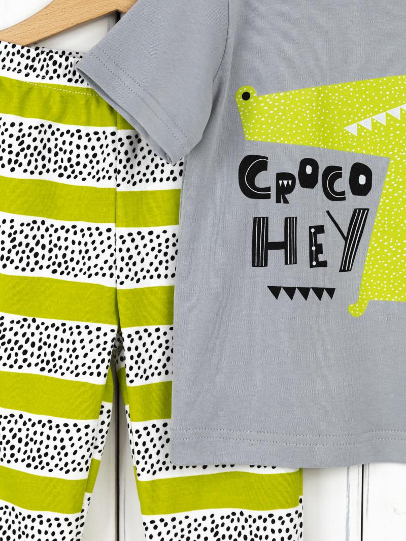 картинка Пижама для мальчика Baby Boom КС16/1-И Серый Croco + полоса зеленая точки от магазина детских товаров ALiSa