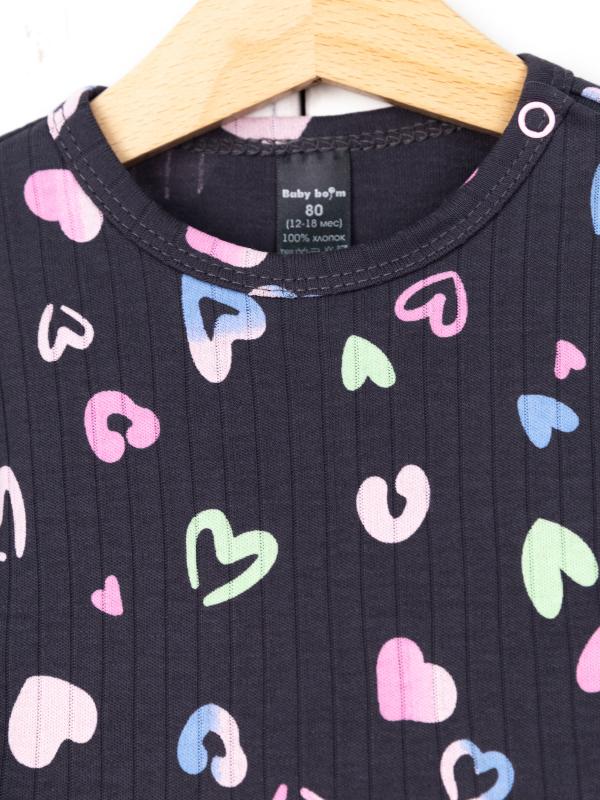 картинка Платье для девочки Baby Boom С247/1-И я729 Сердечки на графите + розовый от магазина детских товаров ALiSa