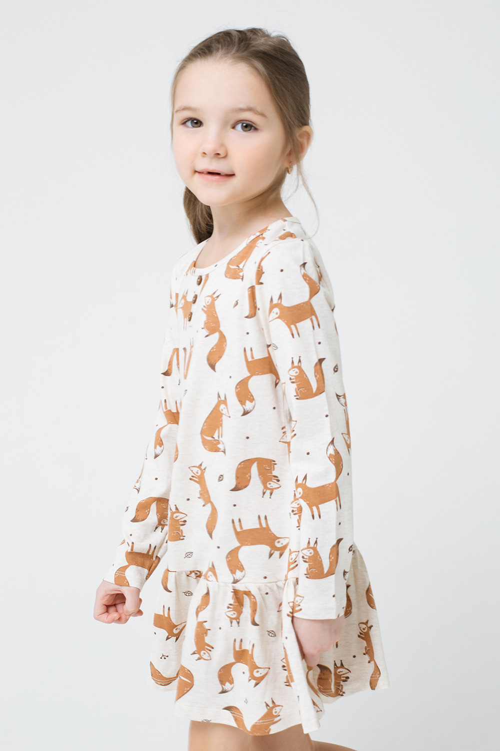 картинка Платье для девочки Crockid К 5705 светло-бежевый меланж, белочки к1276 от магазина детских товаров ALiSa