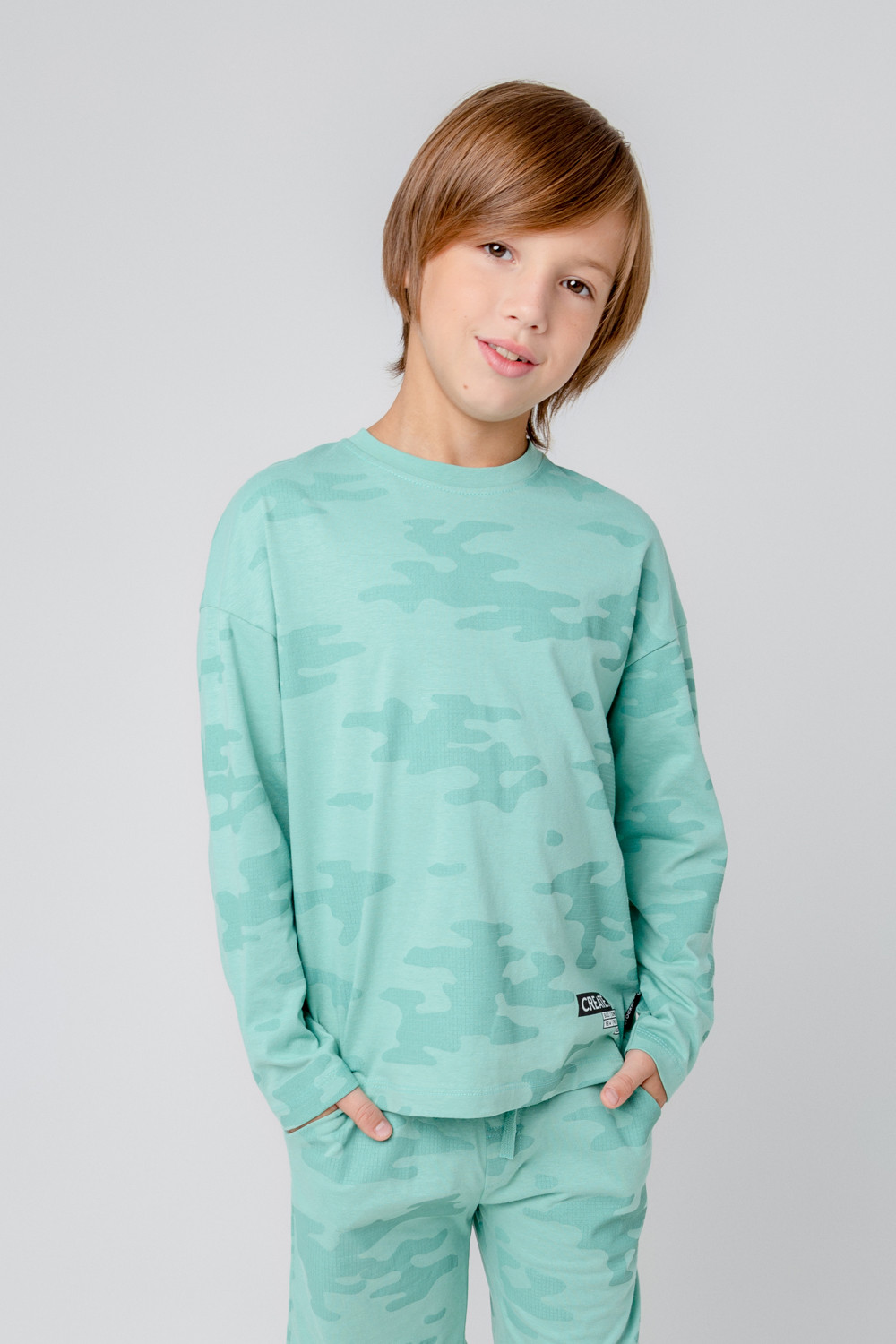 картинка Джемпер для мальчика Crockid КР 301983 мятный зеленый, пиксельный камуфляж к364 от магазина детских товаров ALiSa