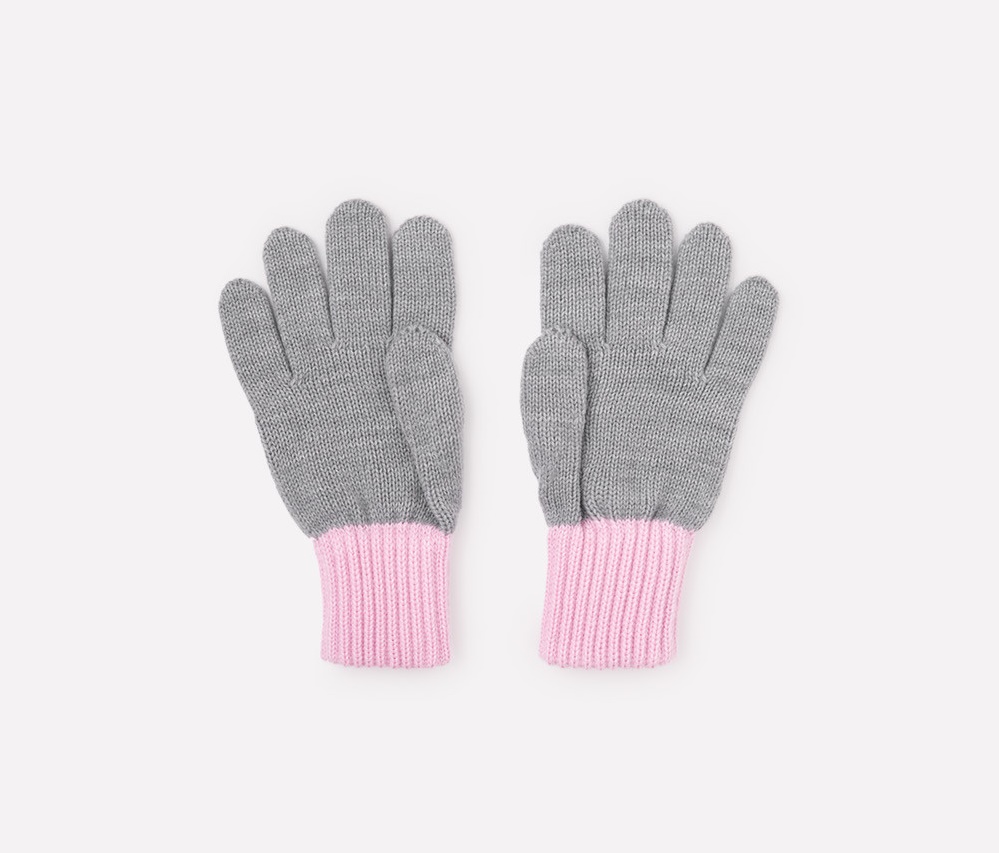 картинка Перчатки для девочки Crockid К 109 светло-серый меланж, нежно-розовый от магазина детских товаров ALiSa