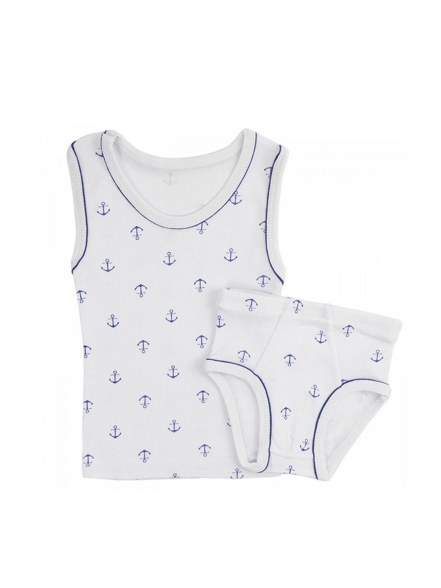 картинка Комплект белья для мальчика Youlala YLA 5158700101 Белый, якоря от магазина детских товаров ALiSa