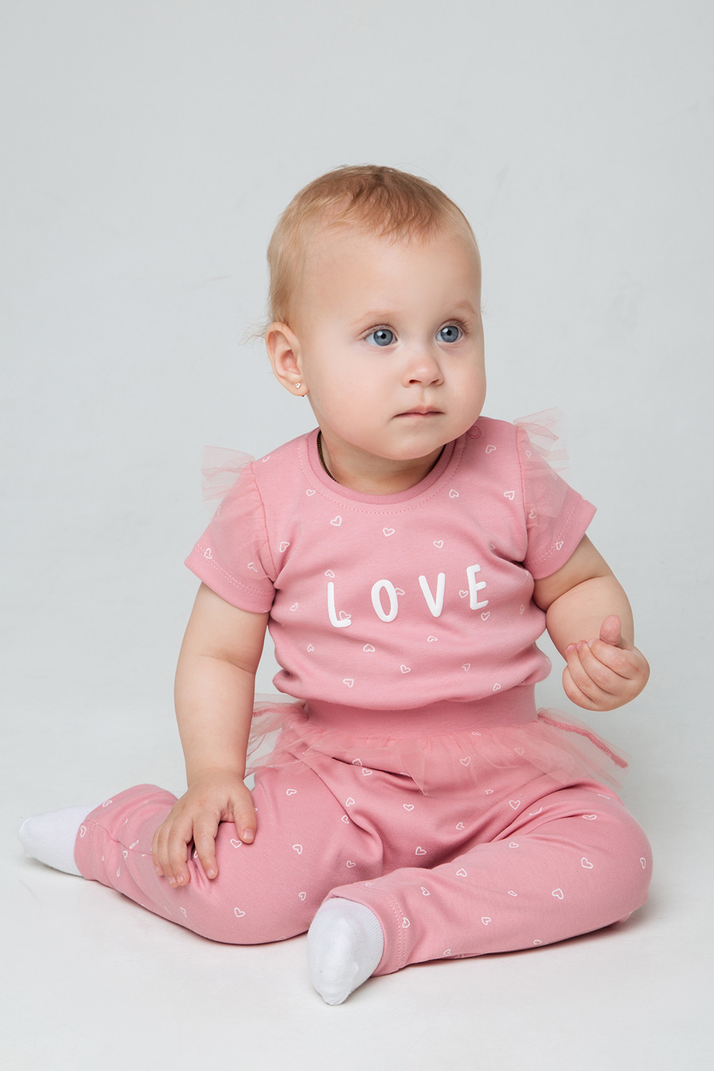 картинка Брюки для девочки Crockid К 4653 сердечки на розовом зефире от магазина детских товаров ALiSa