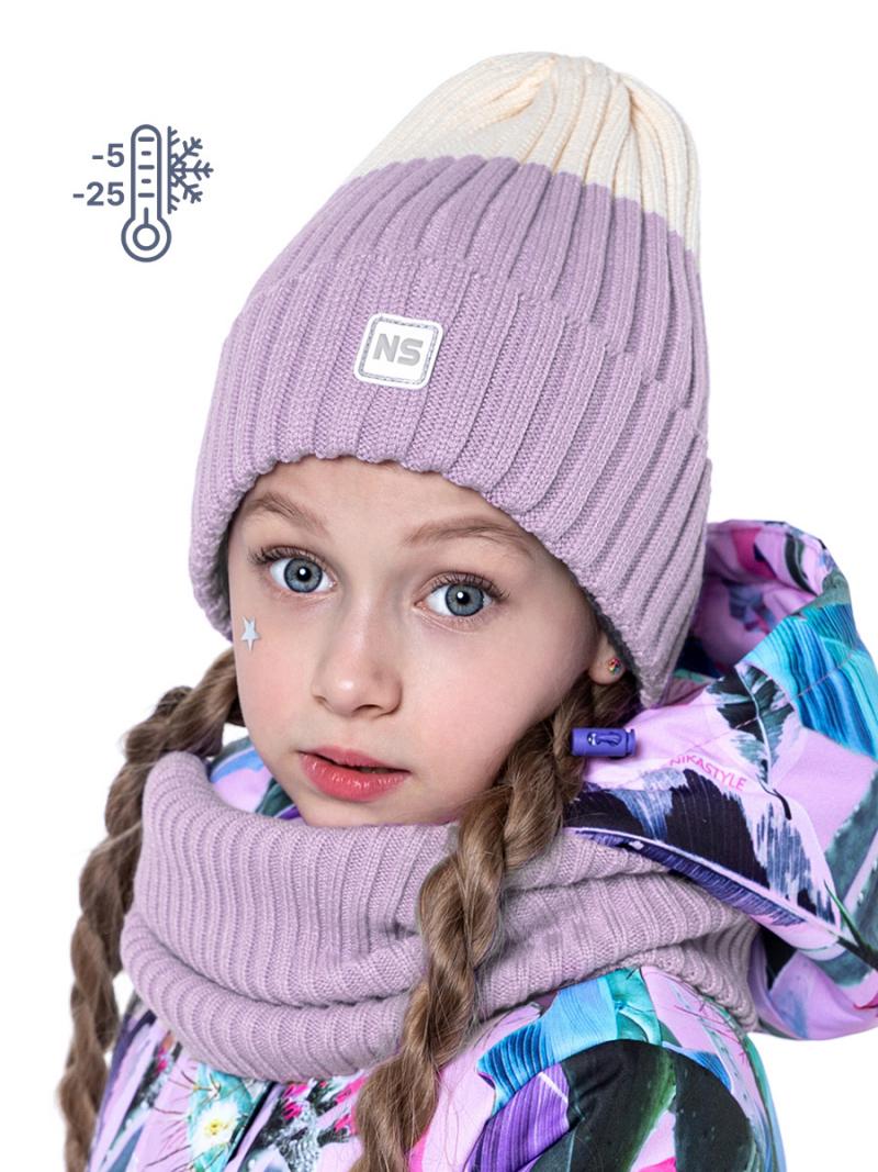 картинка Комплект для девочки NIKASTYLE Шапка снуд 12з11823 орхидея кремовый от магазина детских товаров ALiSa